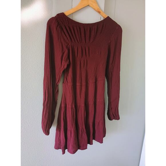 Altar'd state red V-neck mini dress with long sleeves and a flowy hem XL boho - Picture 8 of 16